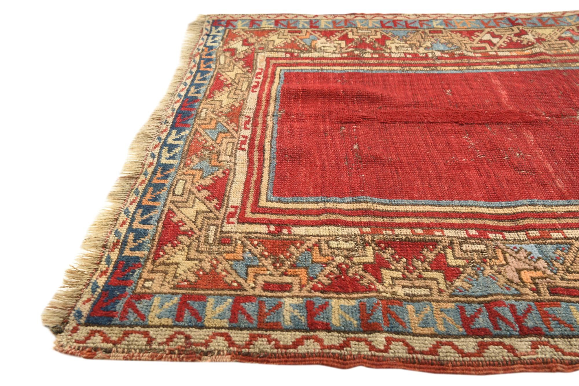 3' 4 x 4' 7 Hand Knotted Anatolian Oriental Wool Rug