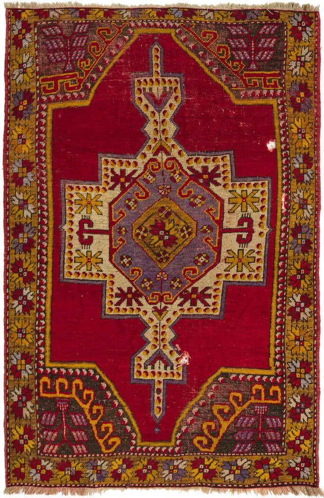 3' 6 x 5' 5 Hand Knotted Anatolian Oriental Wool Rug
