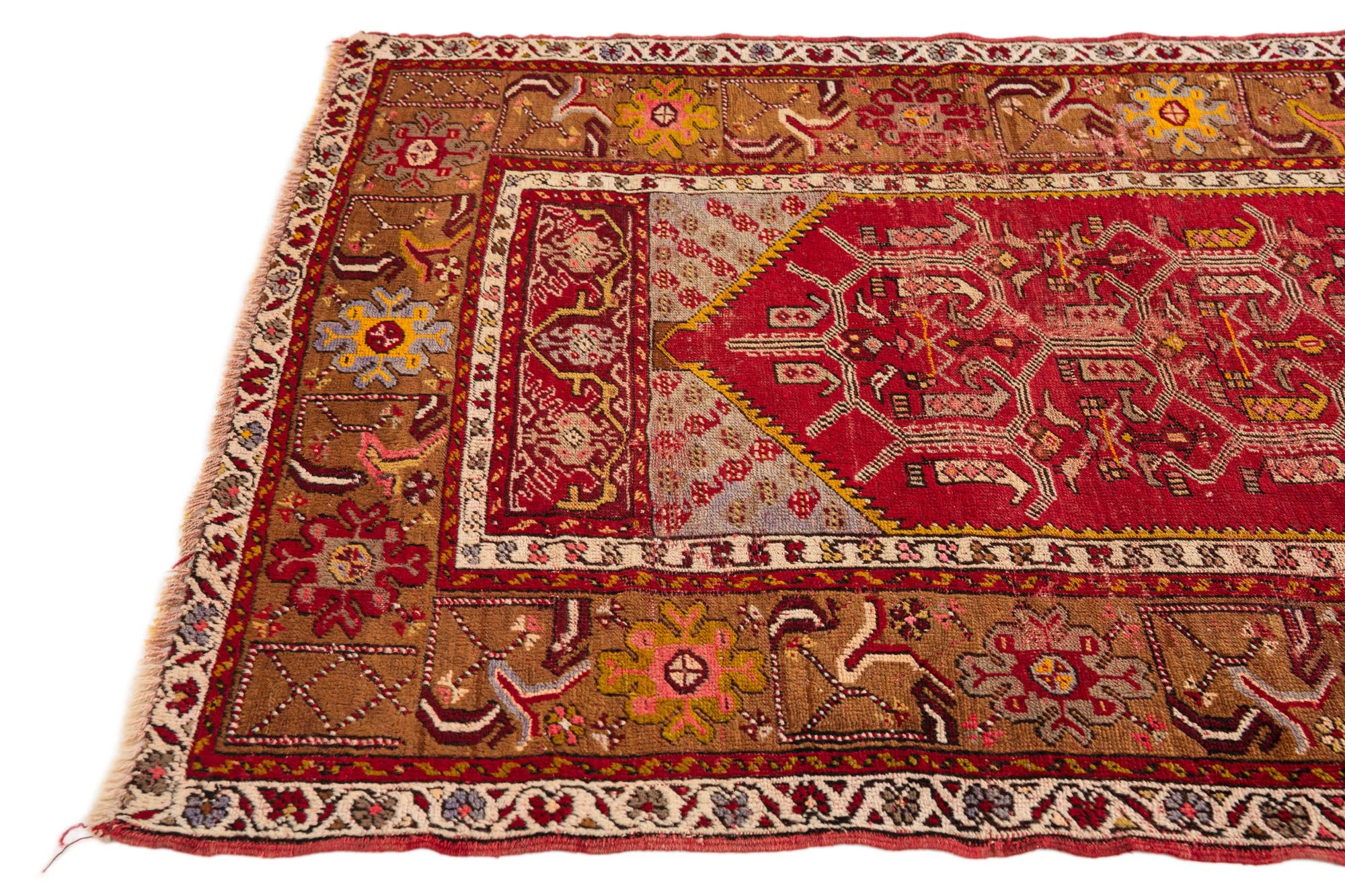 3' 4 x 5' 3 Hand Knotted Anatolian Oriental Wool Rug