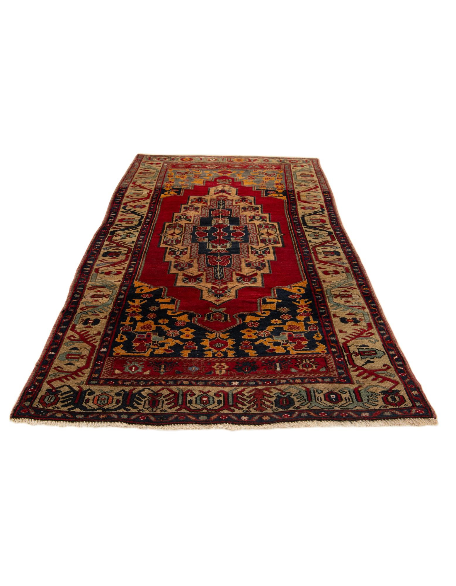 115cm x 215cm anudado a mano Anatolian Alfombra Oriental Lana