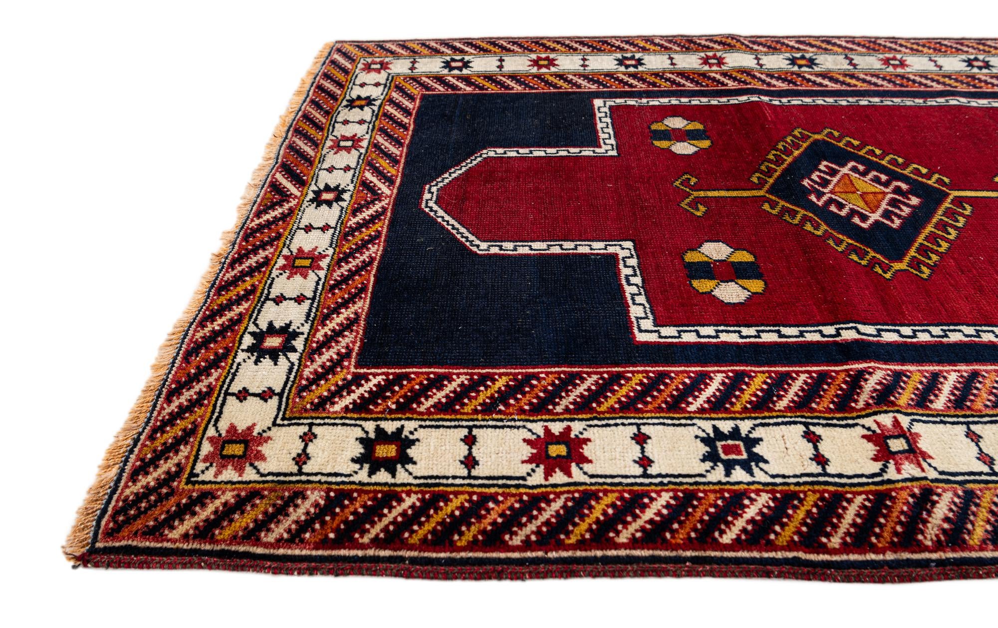 105cm x 190cm anudado a mano Anatolian Alfombra Lana