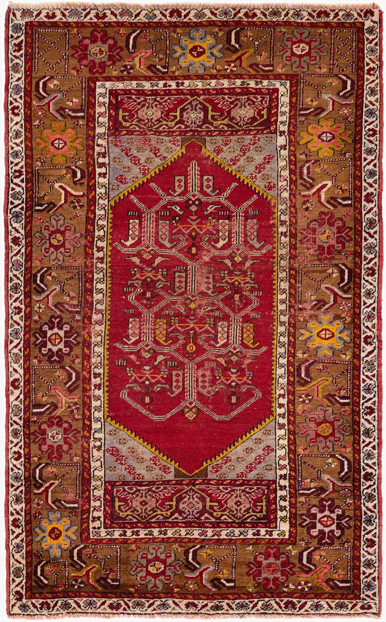 3' 4 x 5' 3  Hand Knotted Anatolian Oriental Wool Rug