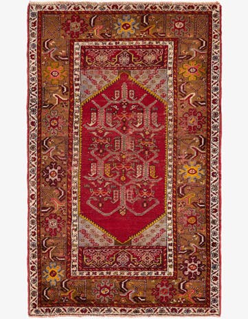 3' 4 x 5' 3 Hand Knotted Anatolian Oriental Wool Rug