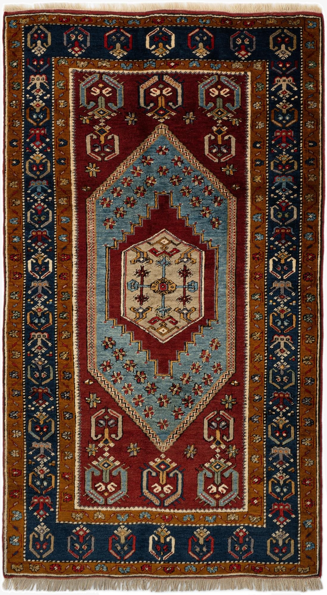 3' 8 x 6' 6  Hand Knotted Anatolian Oriental Wool Rug