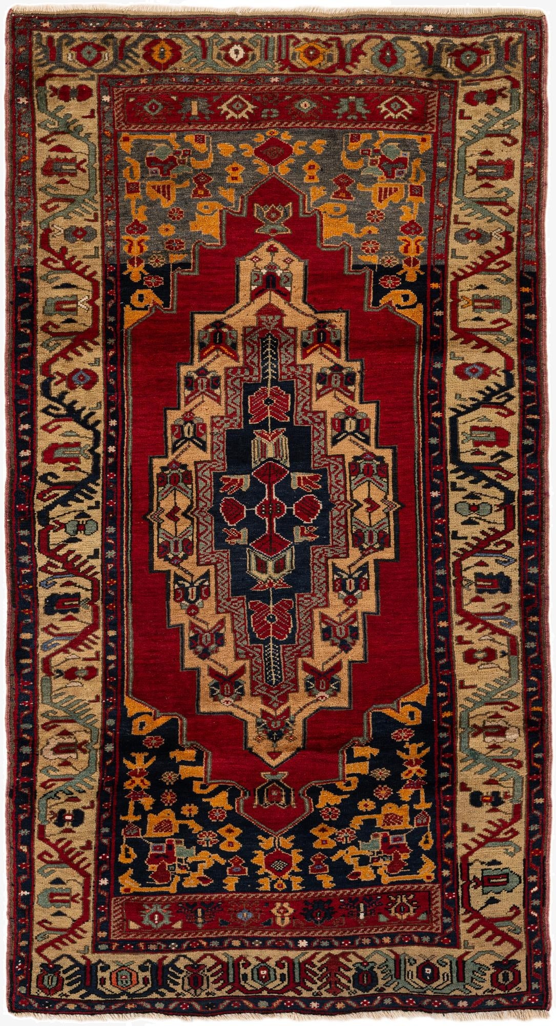 3' 9 x 7' 1  Hand Knotted Anatolian Oriental Wool Rug