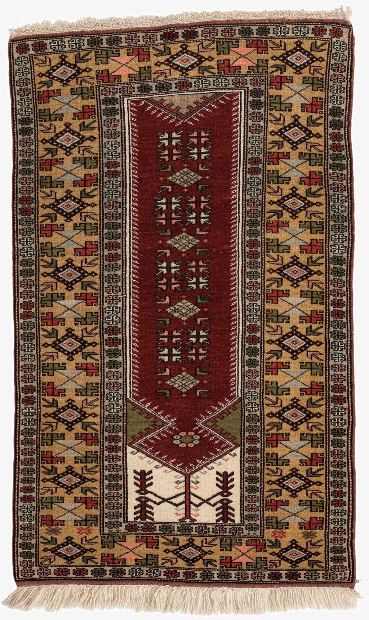 3' 4 x 5' 6  Hand Knotted Anatolian Oriental Wool Rug