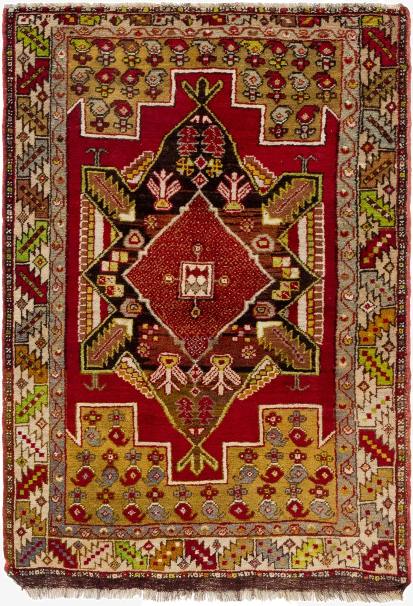 3' 8 x 5' 4  Hand Knotted Anatolian Oriental Wool Rug