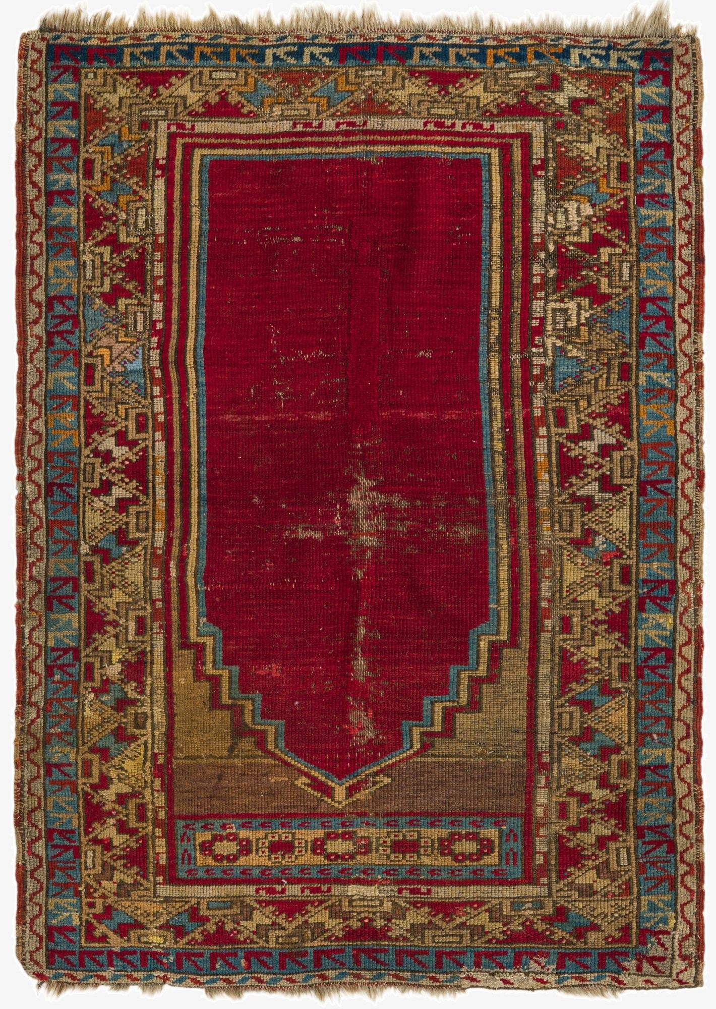 3' 4 x 4' 7  Hand Knotted Anatolian Oriental Wool Rug