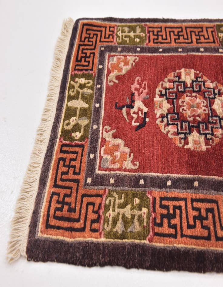 Detail image of 2' x 2' 9 Hand Knotted Antique Finish Wool Rug