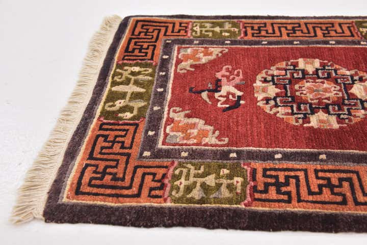 2' x 2' 9 Hand Knotted Antique Finish Wool Rug