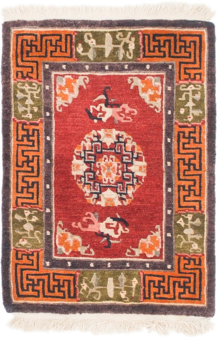 2' x 2' 9 Hand Knotted Antique Finish Wool Rug