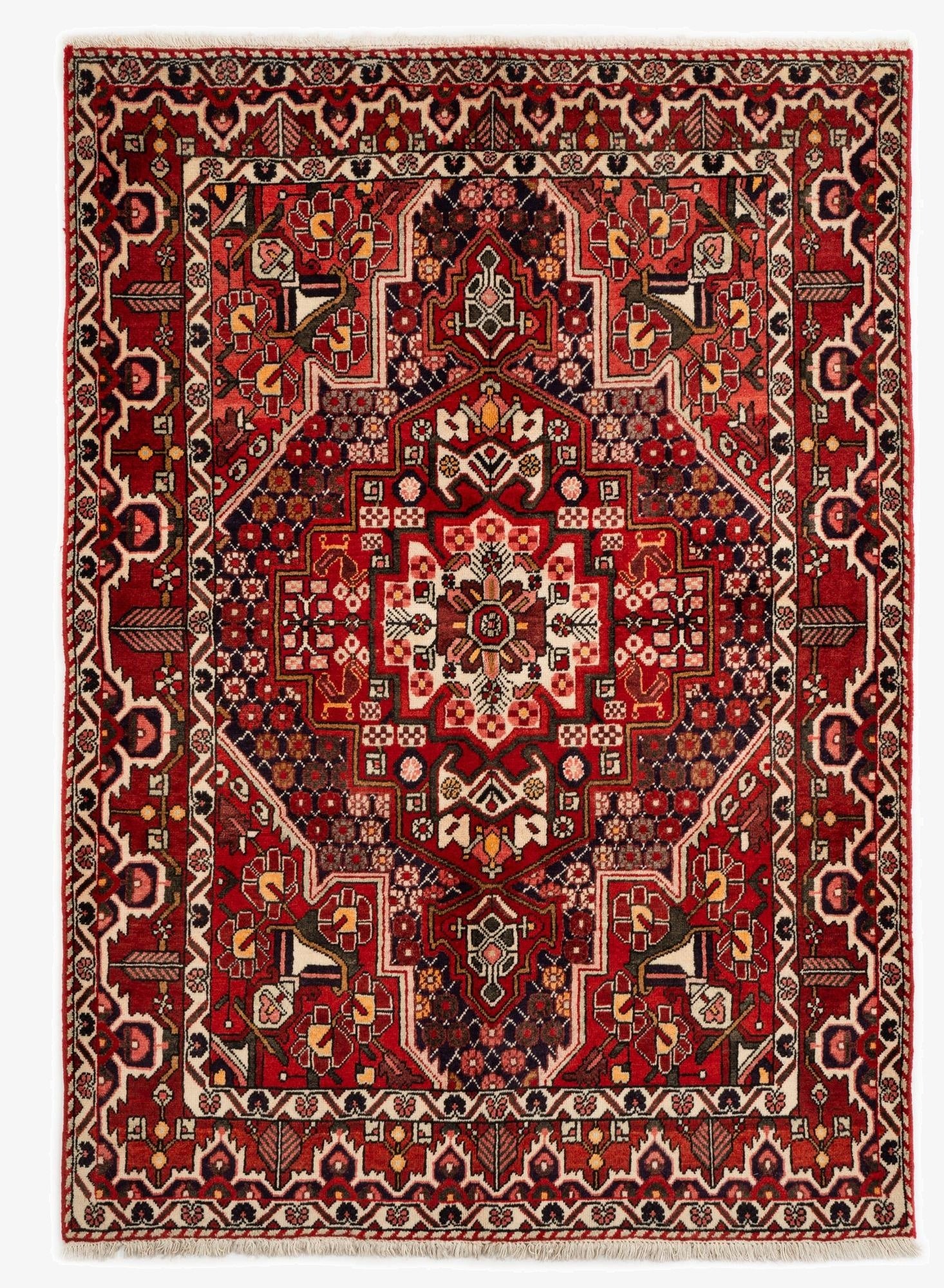 5' 1 x 6' 11  Hand Knotted Bachtiar Persian Wool Rug