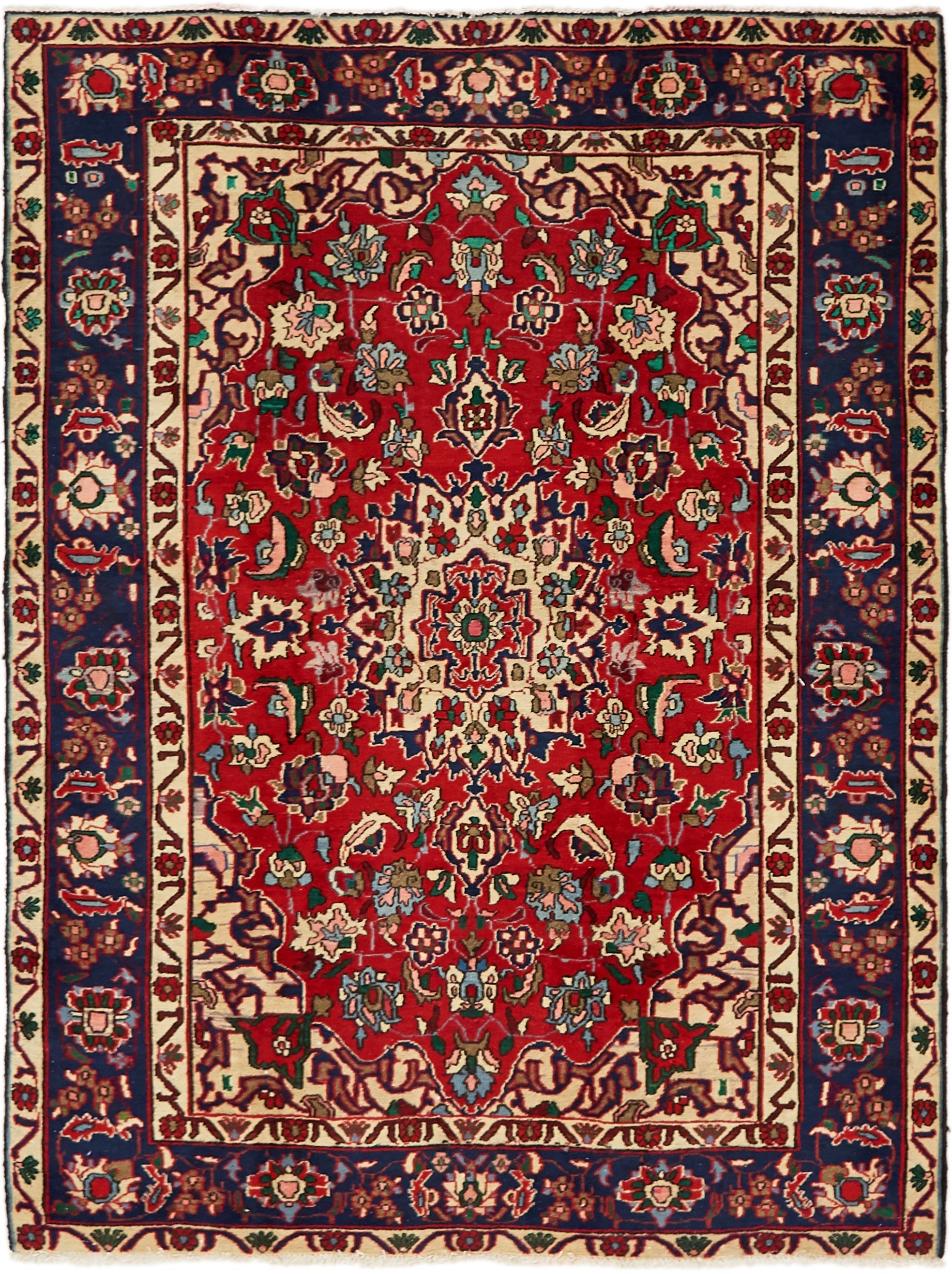 4' 10 x 6' 6 Hand Knotted Bakhtiar Persian Wool Rug