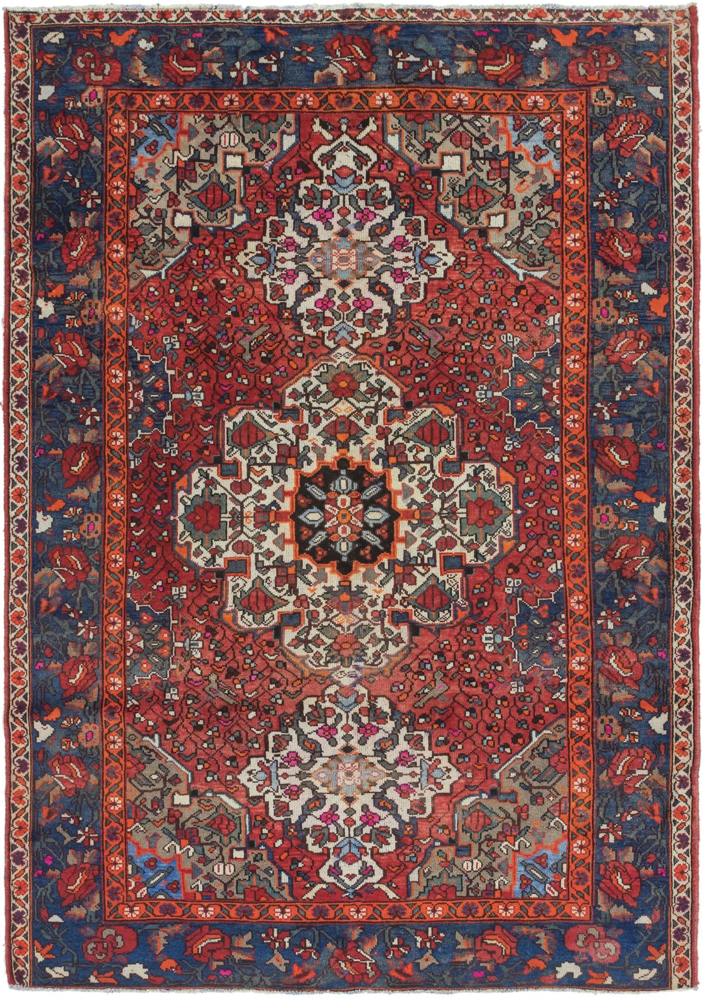 7' x 10' Hand Knotted Bakhtiar Persian Wool Rug