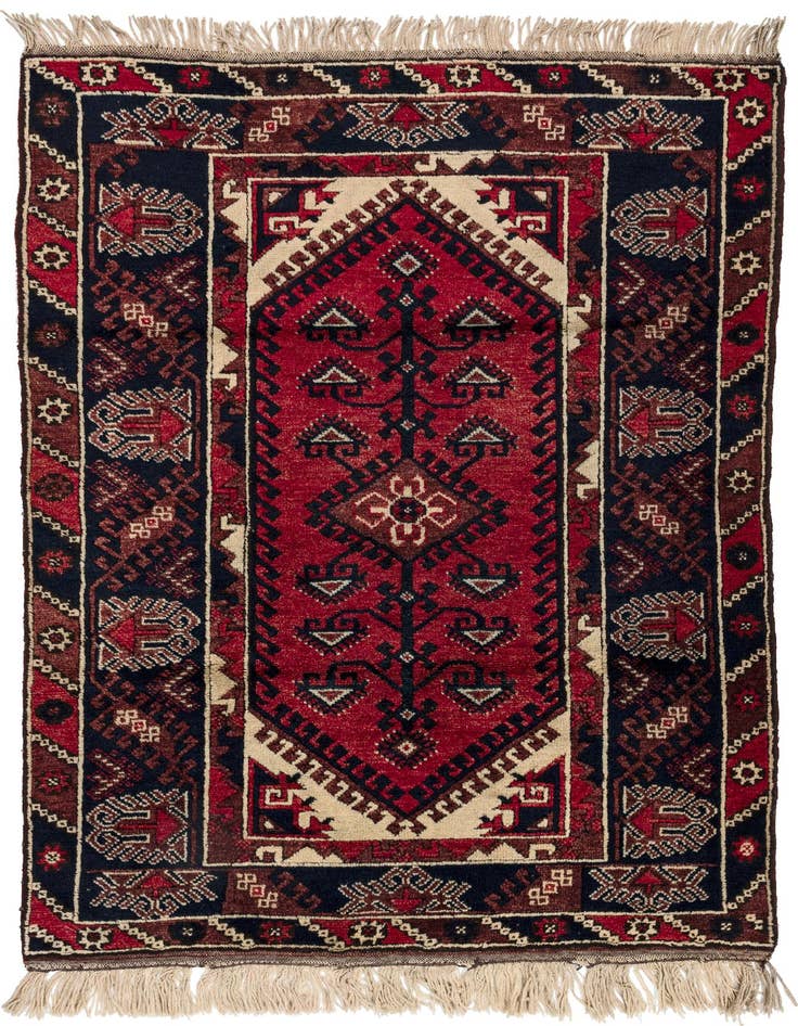 Detail image of 4' x 5' 9 Hand Knotted Balouch Oriental Wool Rug