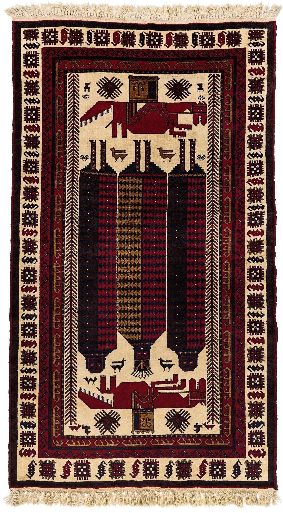 4' 2 x 7' 4 Hand Knotted Balouch Wool Rug