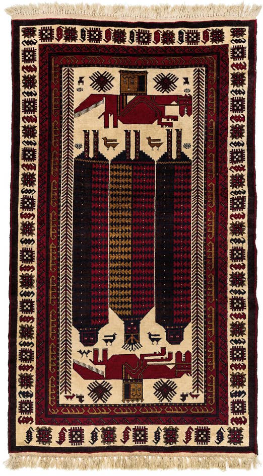 Detail image of 4' 2 x 7' 4 Hand Knotted Balouch Wool Rug