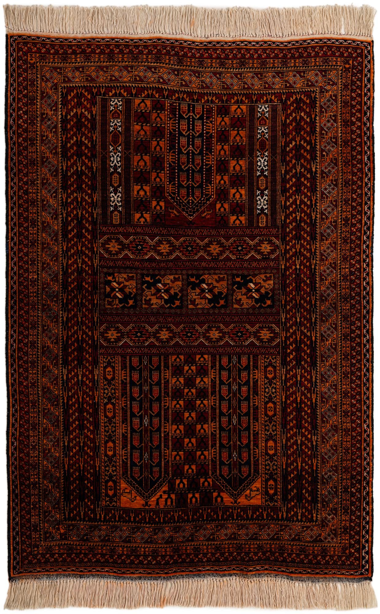 4' 4 x 6' 4 Hand Knotted Balouch Persian Wool Rug