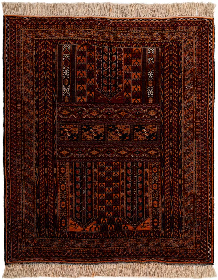 Detail image of 4' 4 x 6' 4 Hand Knotted Balouch Persian Wool Rug