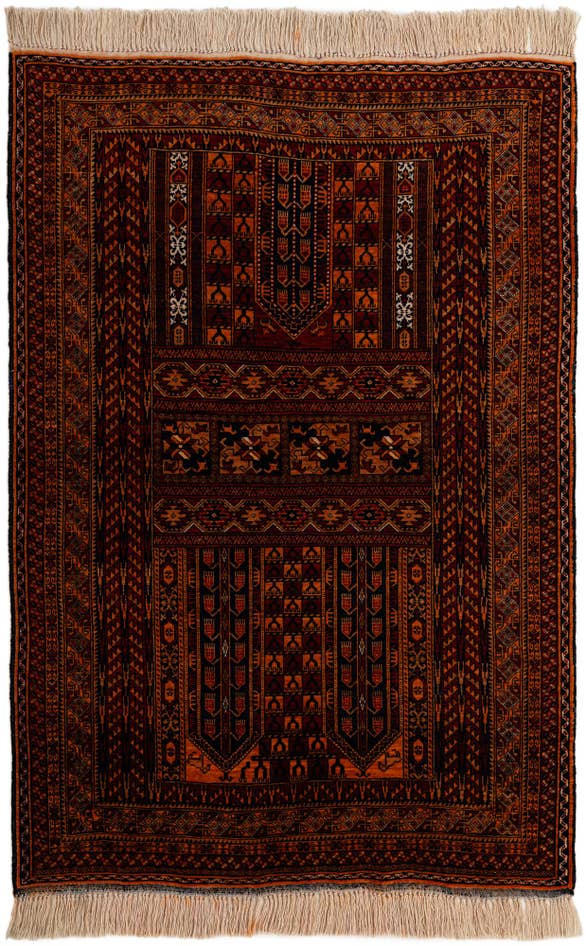 Detail image of 4' 4 x 6' 4 Hand Knotted Balouch Persian Wool Rug