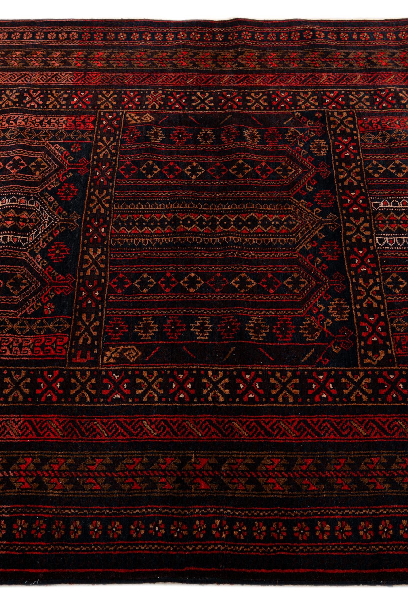 4' 3 x 6' 8 Hand Knotted Balouch Persian Wool Rug