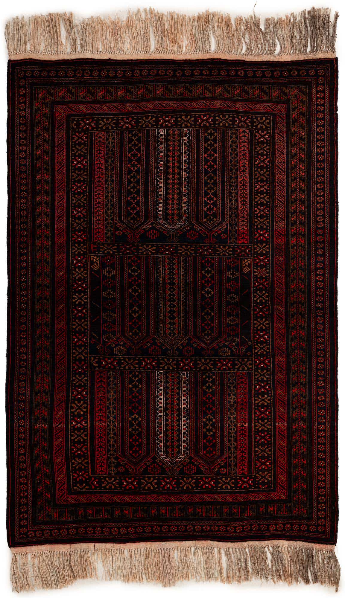 4' 3 x 6' 8 Hand Knotted Balouch Persian Wool Rug