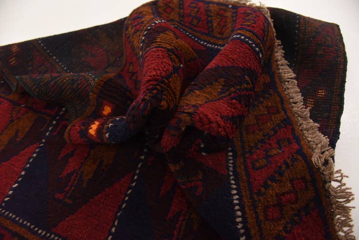 Detail image of 2' 8 x 4' 7 Hand Knotted Balouch Persian Wool Rug