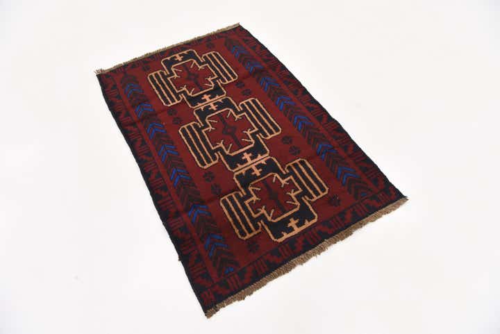 3' x 4' 6 Hand Knotted Balouch Persian Wool Rug