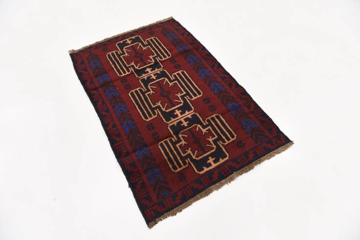 Detail image of 3' x 4' 6 Hand Knotted Balouch Persian Wool Rug