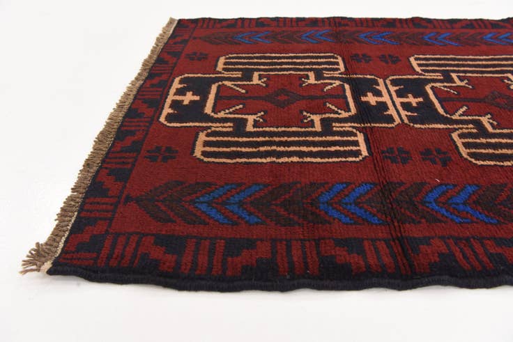 Detail image of 3' x 4' 6 Hand Knotted Balouch Persian Wool Rug