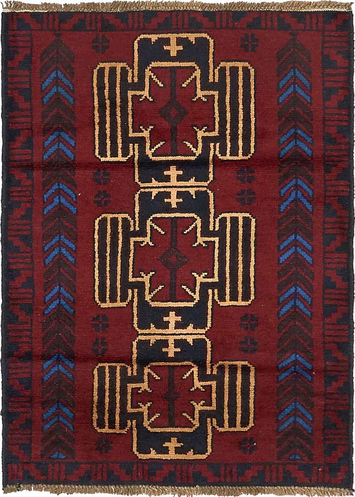 3' x 4' 6 Hand Knotted Balouch Persian Wool Rug