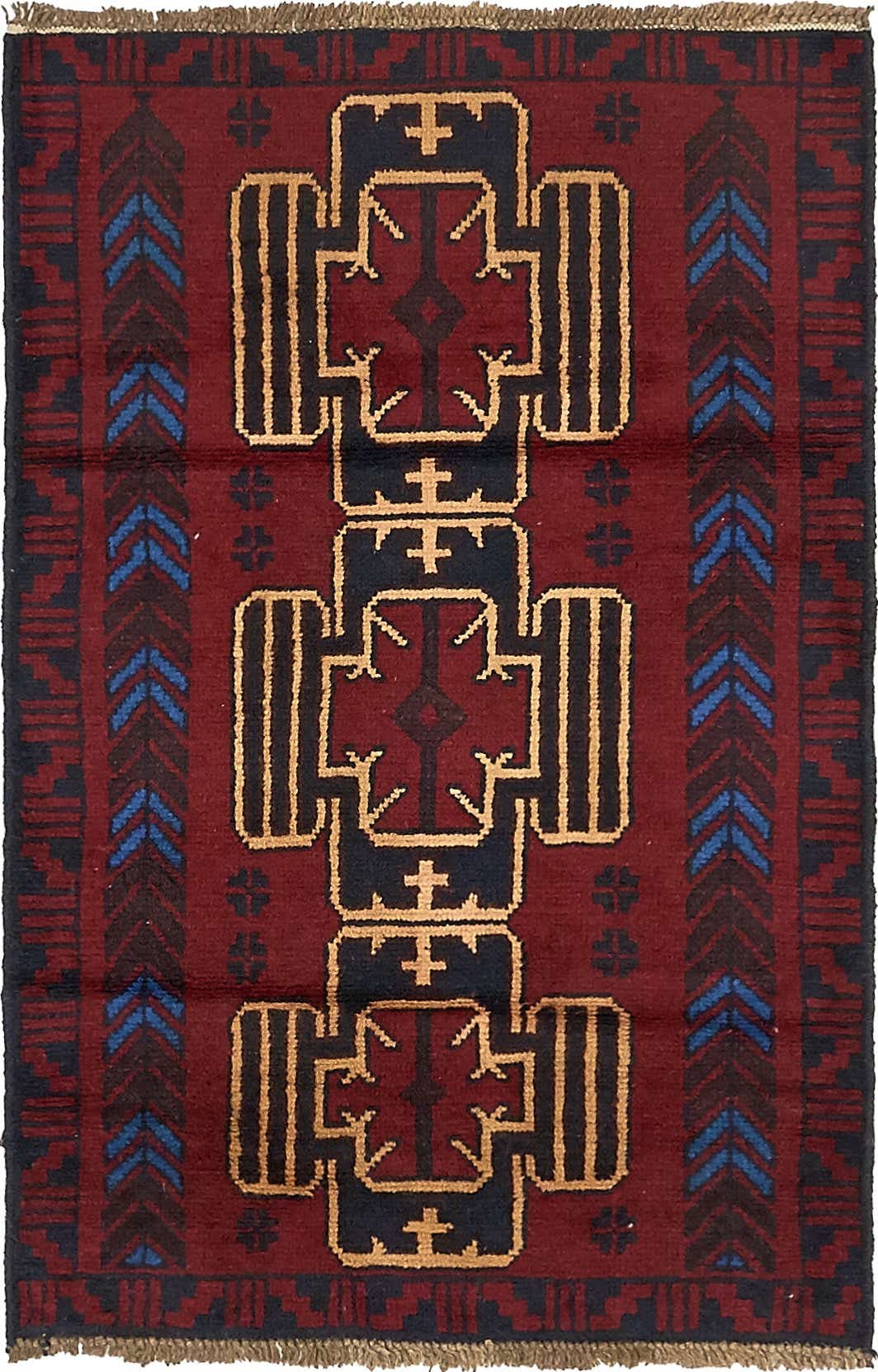 3' x 4' 6 Hand Knotted Balouch Persian Wool Rug