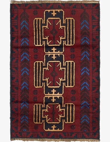 3' x 4' 6 Hand Knotted Balouch Persian Wool Rug