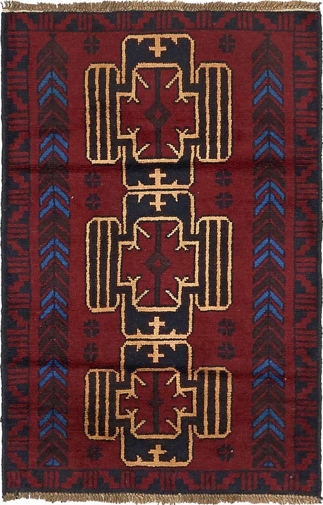 3' x 4' 6 Hand Knotted Balouch Persian Wool Rug