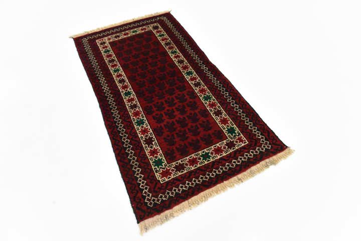 80cm x 140cm Noué main Balouch Tapis Persan Laine