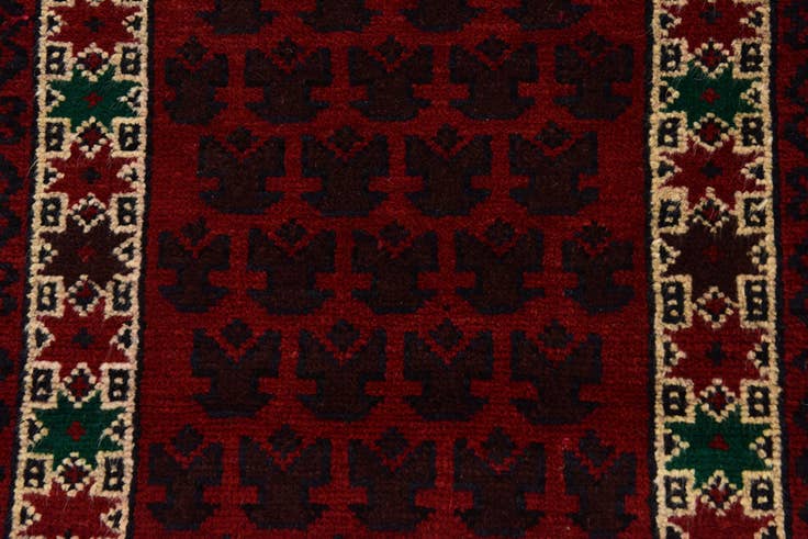 Vue détaillée : 80cm x 140cm Noué main Balouch Tapis Persan Laine