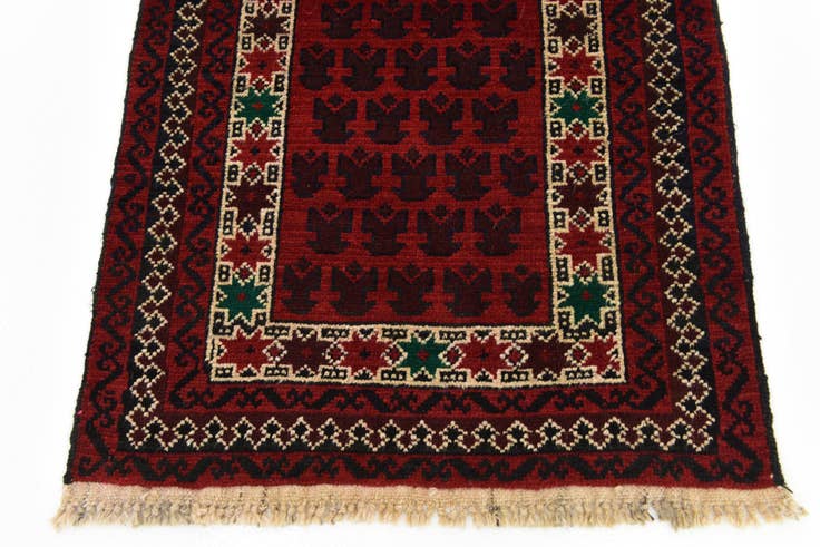 Vue détaillée : 80cm x 140cm Noué main Balouch Tapis Persan Laine