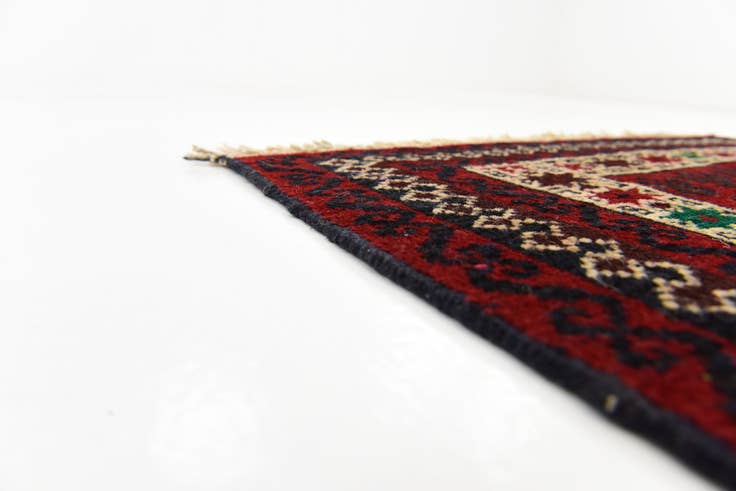 Vue détaillée : 80cm x 140cm Noué main Balouch Tapis Persan Laine