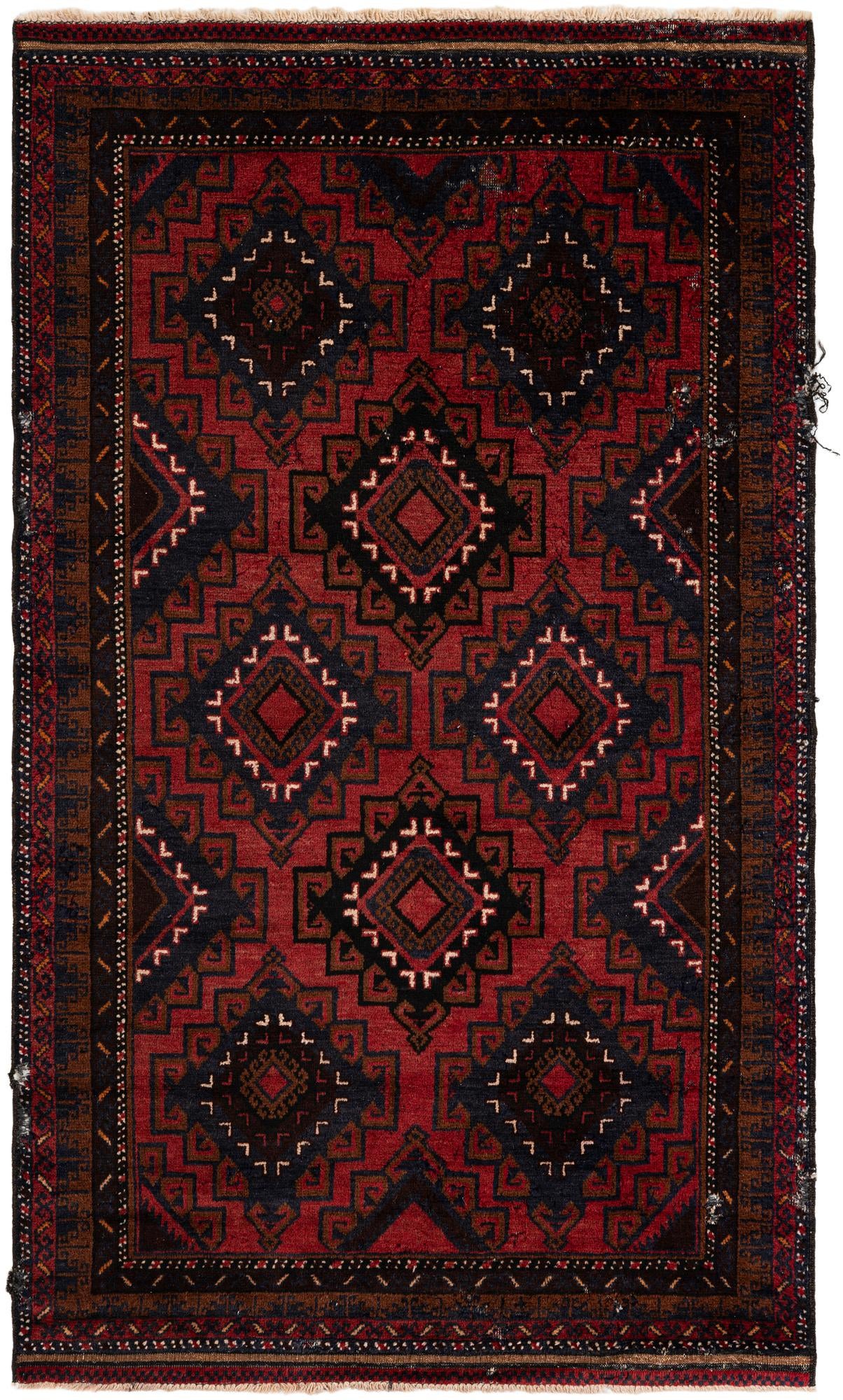 4' x 6' 8 Hand Knotted Balouch Persian Wool Rug