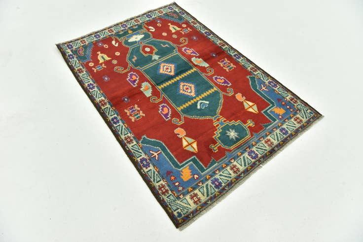 Detail image of 3' 5 x 5' Hand Knotted Balouch Rug