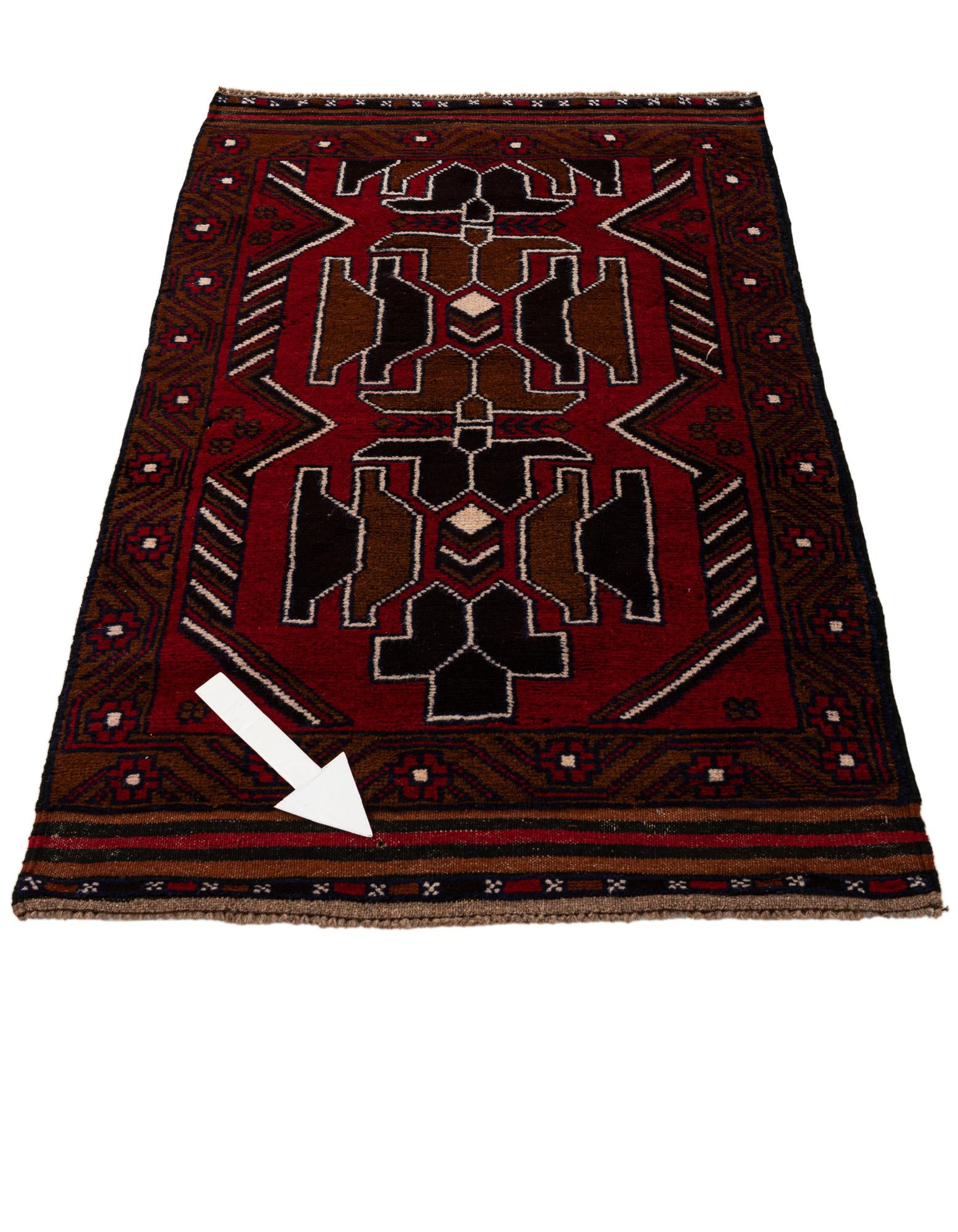 2' 9 x 4' 8 Hand Knotted Balouch Persian Wool Rug