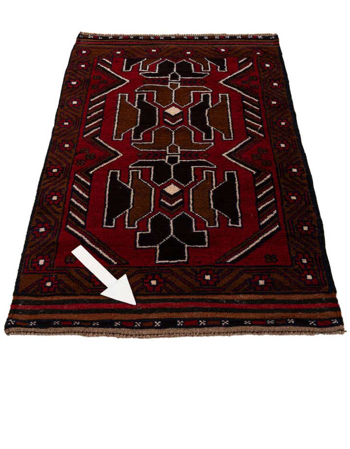 2' 9 x 4' 8 Hand Knotted Balouch Persian Wool Rug