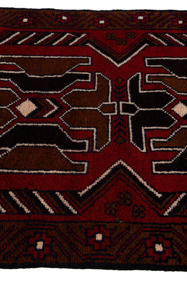Detail image of 2' 9 x 4' 8 Hand Knotted Balouch Persian Wool Rug