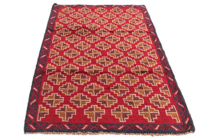 3' x 4' 9 Hand Knotted Balouch Persian Wool Rug