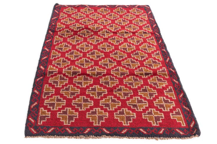 Detail image of 3' x 4' 9 Hand Knotted Balouch Persian Wool Rug