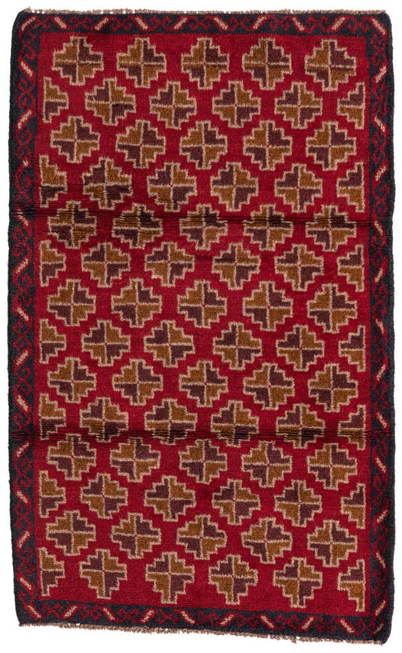 Detail image of 3' x 4' 9 Hand Knotted Balouch Persian Wool Rug