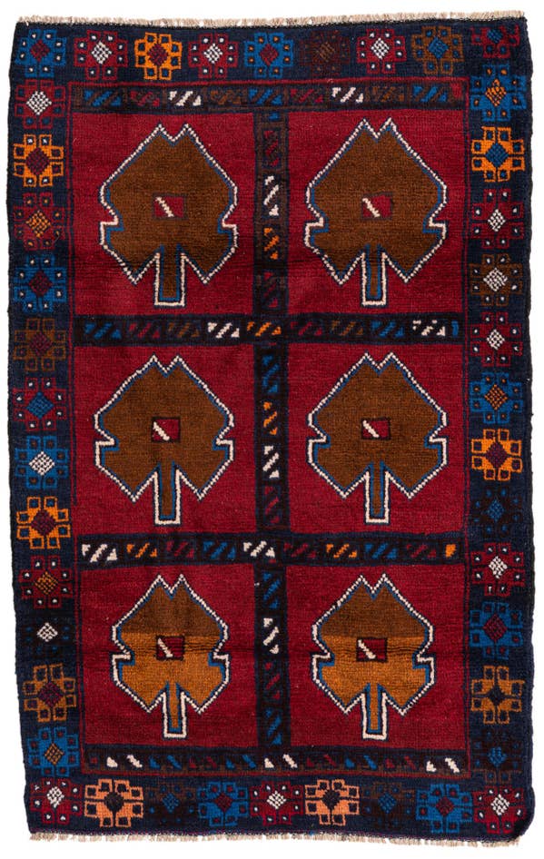 Detail image of 2' 10 x 4' 5 Hand Knotted Balouch Persian Wool Rug