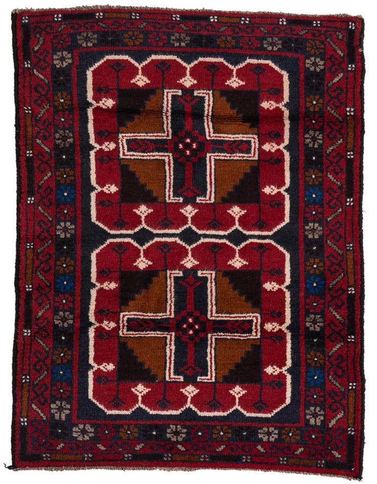 Detail image of 2' 9 x 4' 7 Hand Knotted Balouch Persian Wool Rug