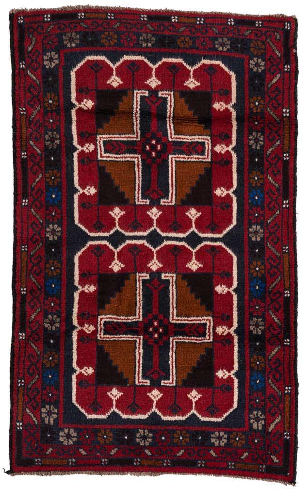 2' 9 x 4' 7 Hand Knotted Balouch Persian Wool Rug