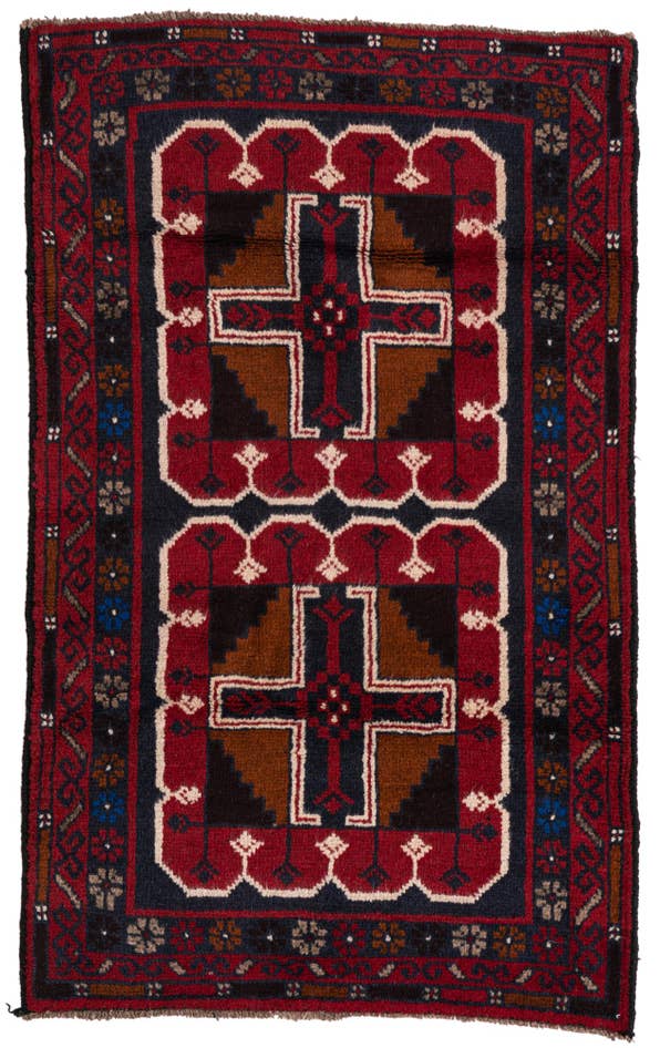 Detail image of 2' 9 x 4' 7 Hand Knotted Balouch Persian Wool Rug